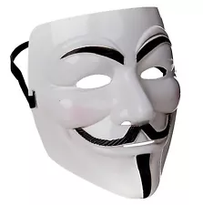 White Anonymous Hacker Protest Guy Fawkes Halloween Costume Face Mask