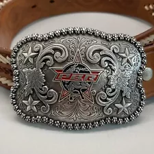 PBR Belt Buckle Professional Bull Riders Inc Cowboy Floral Filigree Design