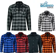 Motorbike Motorcycle Lumberjack Waterproof Flannel Kevlar Lined Shirt CE Armour