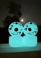 FullðMoon Skateboard Wheels 95a 58MM Conical Glow In The Dark Vacationer USED