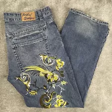 Artful Dodger Jeans Mens 40 Denim Dragonfly Pheasant Hip Hop Y2K Inseam 33