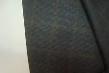 3 yds UK Wool Fabric Luxury 120s Suiting 9 oz Houndstooth Plaid Blue 108" BTP