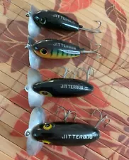 4 Jitterbug Lures- 2 Weedless - 2 Standard - Used - Fair Condition