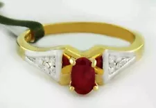 GENUINE 0.58 Cts RUBY & DIAMOND RING 10k GOLD - Free certificate Appraisal