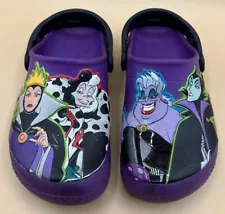 Disney Villains Purple Crocs Maleficent Cruella Ursula Evil Queen Size 13 Kids