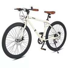 Vintage Hybrid Bike with 700c Tires Outdoor Road Bike City Bike for Women Cream