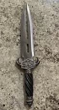 FIXED-BLADE FANTASY KNIFE | 12.5" Silver 2 Point Wasp Blade Dagger. No Sheath