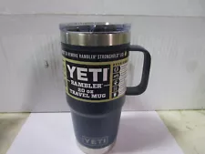 YETI Rambler 20 oz Travel Mug, Stainless Steel, Insulated Stronghold Lid NAVY