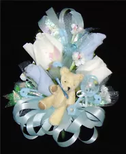 Baby Shower Corsage Blue with a Bear Handmade