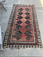 Estate Antique Vintage Oriental Persian Rug 74x40 Wool Well Worn AS IS Knotted