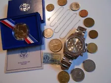 Estate Junk Drawer Lot Coins Watch Jewelry 1/20 14k Gold Filled Necklace Stamp