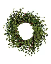 New Primitive Farmhouse Holly CHRISTMAS EUCALYPTUS RED BERRY WREATH Hanging