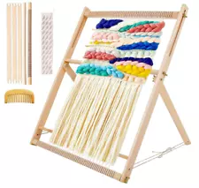 NEW Weaving Loom with Stand 25"H x 21"W, Wooden Multi-Craft Weaving Loom