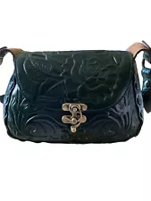 Patricia Nash Micaela Hunter Green Rose Tooled Leather Purse