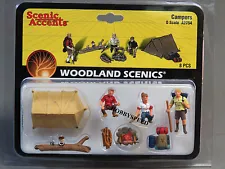 WOODLAND SCENICS CAMPERS O GAUGE FIGURES train tent fire sleeping bags WDS2754