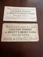 Signed 2 Tickets For Free CHICKEN DINNER at KNOTT'S BERRY FARM By Walter Knott