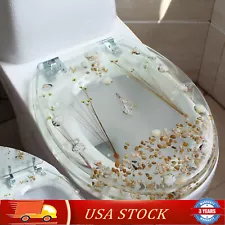 New ListingResin Decorative Toilet Seat with Lid Chrome Hinges Shell Decor New