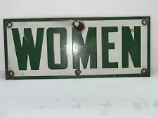 PORCELAIN WOMEN GAS STATION SIGN, GREEN & WHITE, CONOCO, SINCLAIR?