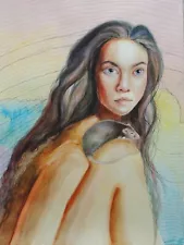 Art Sale portrait Original watercolor painting