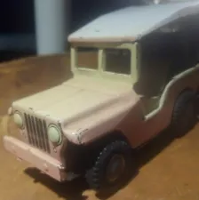 Vintage Pink Jeep Surrey - Pressed Steel Toy