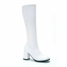 White Go Go Dancer 60s Mod 70s Hippie Knee Hi Costume Boots Womans All Sizes