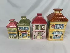 Vintage Town House Canister Set European Home Decor New Cafe, Gelateria...