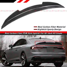 FOR 18-24 AUDI B9 A5 S5 RS5 2DR COUPE PSM STYLE REAL CARBON FIBER TRUNK SPOILER (For: Audi RS5)