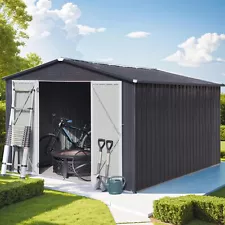 10ft x 8ft Garden Storage Shed,Metal Outdoor Storage Sheds with Vents,Hinged ...