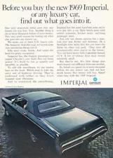 1969 Imperial LeBaron Chrysler 4d Original Advertisement Print Art Car Ad H76