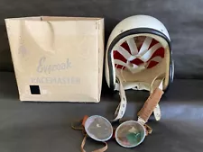 Everoak Racemaster White Moto Car Crash Helmet Size:M/L(59) Made In England 60's