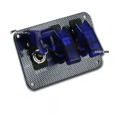 3 Toggle Switch BOAT 12 volt LED ILLUMINATED Cover LED Light Rocker PANEL- BLUE