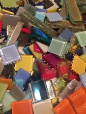 Assorted Lot of Mixed Glass Mosaic Craft Tiles!  3.5 Lbs.