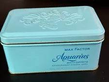 Vintage 1960's Max Factor Aquarius Bath Salts Collectible Blue Tin