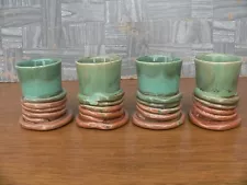 4 Vintage Guppy's of California Drip Glaze Tumblers~Hand Made Pottery RARE