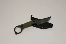 Wachtman Custom Raptor Olive Green Karambit Style Black 2.93" Blade Fixed Knife