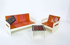 Vintage 1970 Mattel Couch, Table & Chair70s Retro Barbie Furniture~Mod~