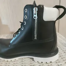 Timberland 6 Inch Stussy Black Zipper Leather Men's Boots Sz 12