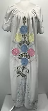 Unbranded Mexican Style Floral Embroidered Dress Large GUC Maxi Split Sleeves