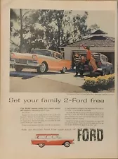 1957 Ford Fairlane Town Victoria & Del Rio Ranch Wagon PRINT AD Family VTG 1950s