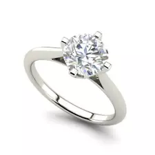 4 claw Solitaire 2.5 Carat SI1/F Round Cut Diamond Engagement Ring Treated