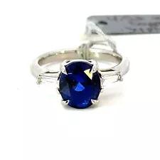 GIA Certified 4.52Carat Royal Blue Sapphire & Diamond Platinum Ring Size6.5