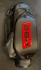 new 2024 KBS Tour LEATHER Staff Bag BLACK RED golf bag cart - RARE PGA $-TAPER