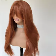 Long Straight Copper Red Synthetic Hair Heat Resistant Costume Wig With Fringe