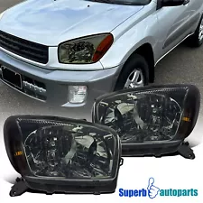 For 2001 2002 2003 Toyota RAV4 Smoke Headlights Lamps Replacement Assembly Pair