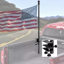 Flag for truck, Easy setup 6' ft Long black pole rod. With flag size 4'x 6' ft