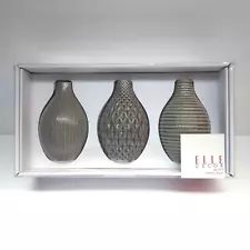 Elle Decor Ceramic Vases For Decorative Use - 5.25" Tall & 3.5" Wide Modern Gray