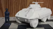 M8 Greyhound American 6x6 Armored Car 37mm Cannon 3d Printed 1/32 Scale White