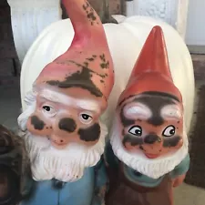 HALLOWEEN HORROR-RARE CREEPY VINTAGE LARGE GNOMES-WEST GERMANY- BURNED/ CHARRED