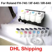 8 Cartridge Bulk Ink Supply System 4 bottles For Roland FH-740 / XF-640 / XR-640