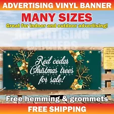 Red Cedar Christmas trees for sale Advertising Banner Vinyl Mesh Sign Fir Flower